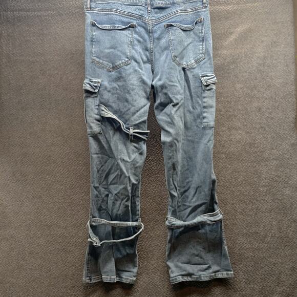 Hot Topic Men Wide Strap Leg Cotton Cargo Jeans 34x32 - Picture 2 of 12